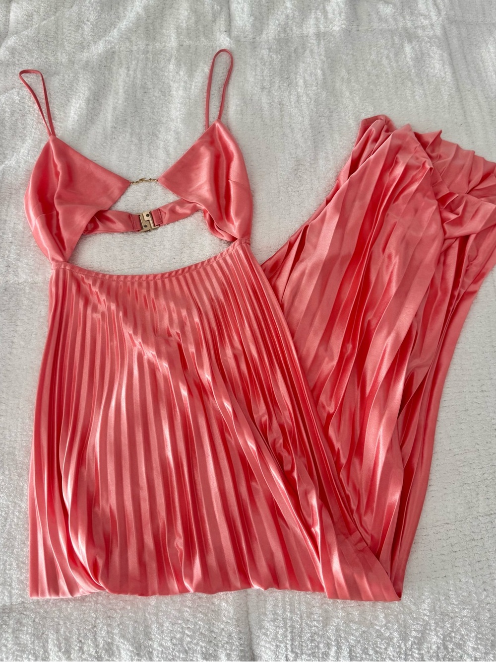 MESHKI Satin Pink Maxi Dress